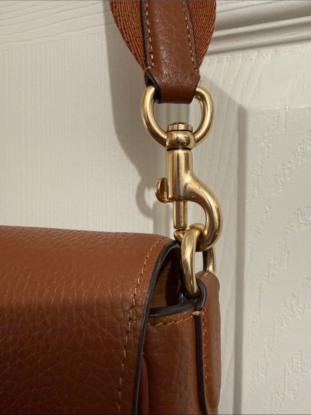 Authentic! Coach Cognac Pebbled Leather Crossbody Saddle Bag - Picture 6 of 10
